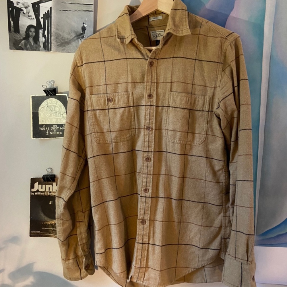 yellow plaid J.Crew premium flannel shirt